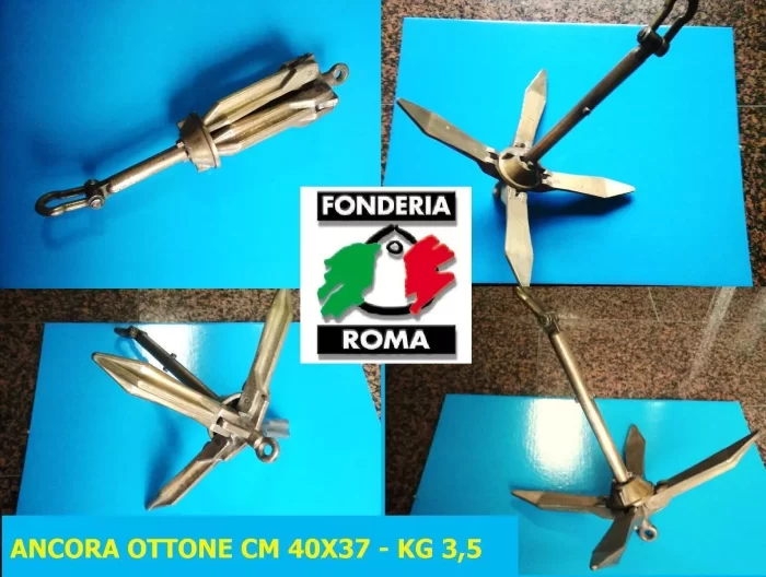 ANCORA AD OMBRELLO IN VERO OTTONE CM 40X37 KG 3,5 MADE IN ITALY-FONDERIA ROMA